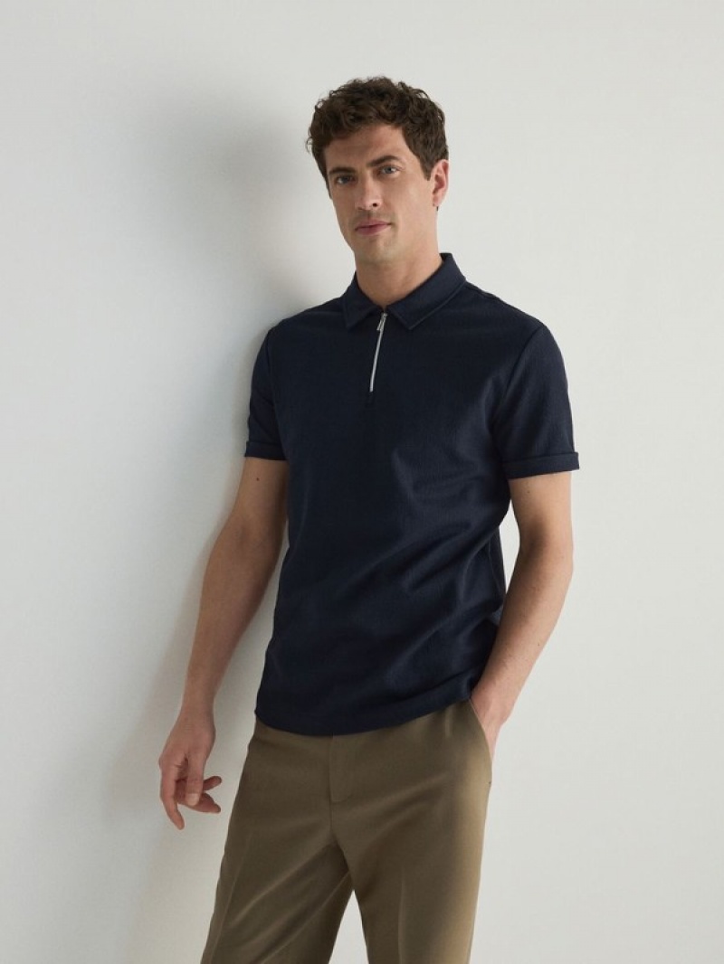 Navy Reserved Regular Fit Men\'s Polo Shirts | QBHK-31092