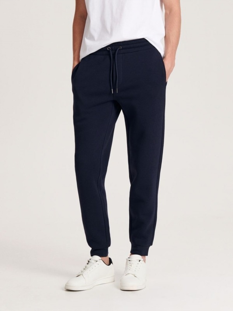 Navy Reserved Regular Fit Track Bottoms Men's Trousers | VBUP-85940