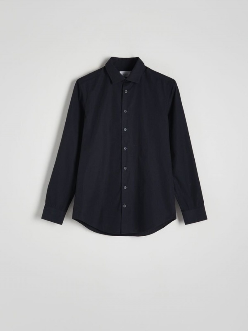 Navy Reserved Slim Fit Men's Shirts | OHYC-70869