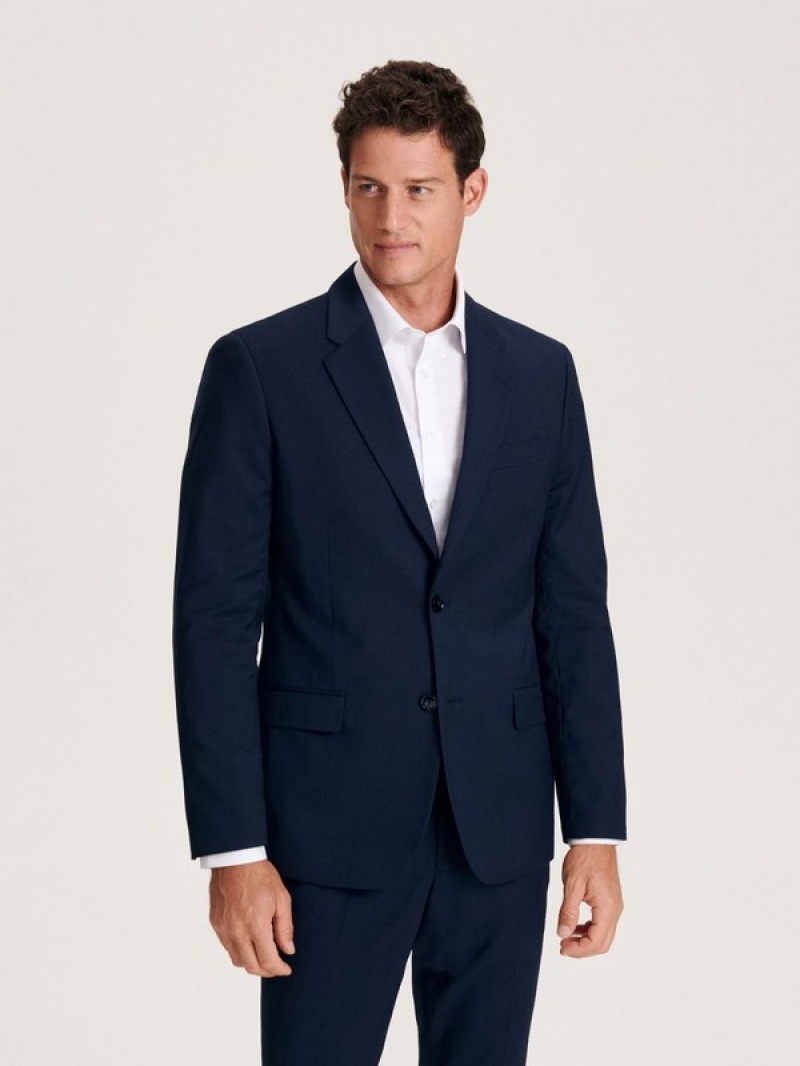 Navy Reserved Slim Fit Men's Suits | VAGZ-89267