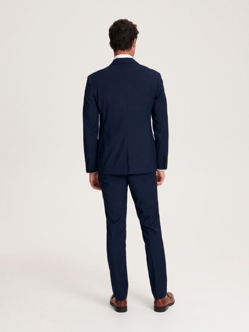 Navy Reserved Slim Fit Men's Suits | VAGZ-89267