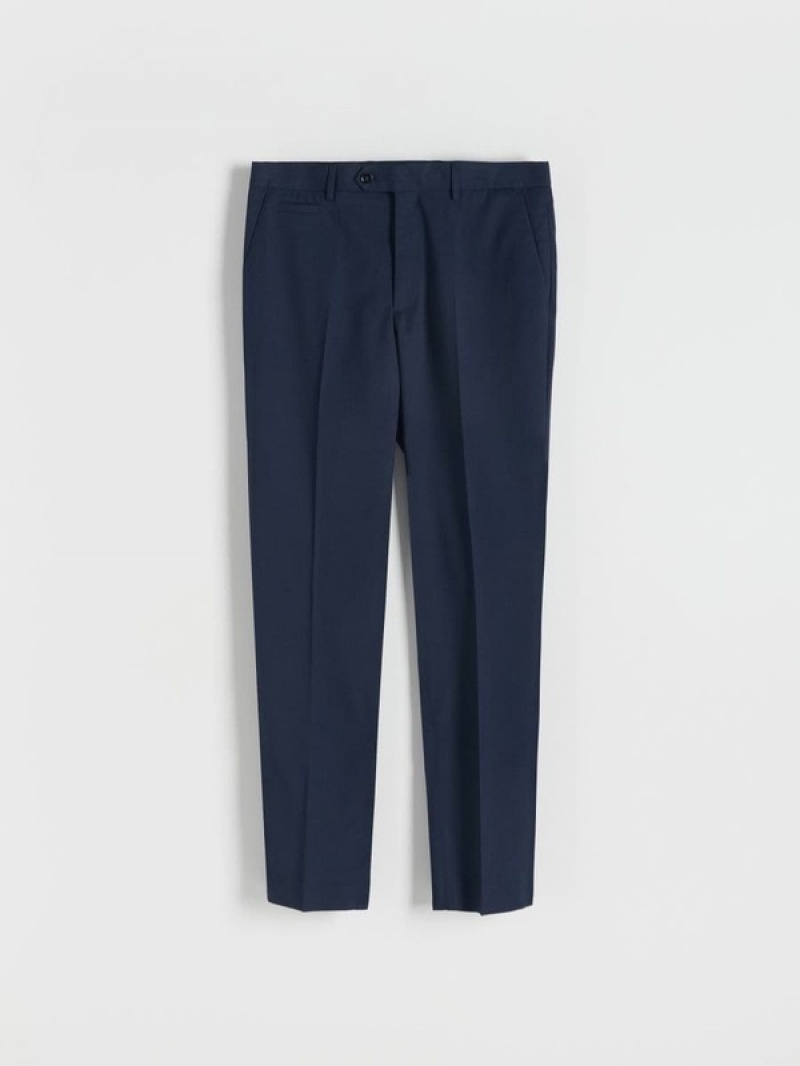 Navy Reserved Slim Fit Men's Trousers | TXHB-76834