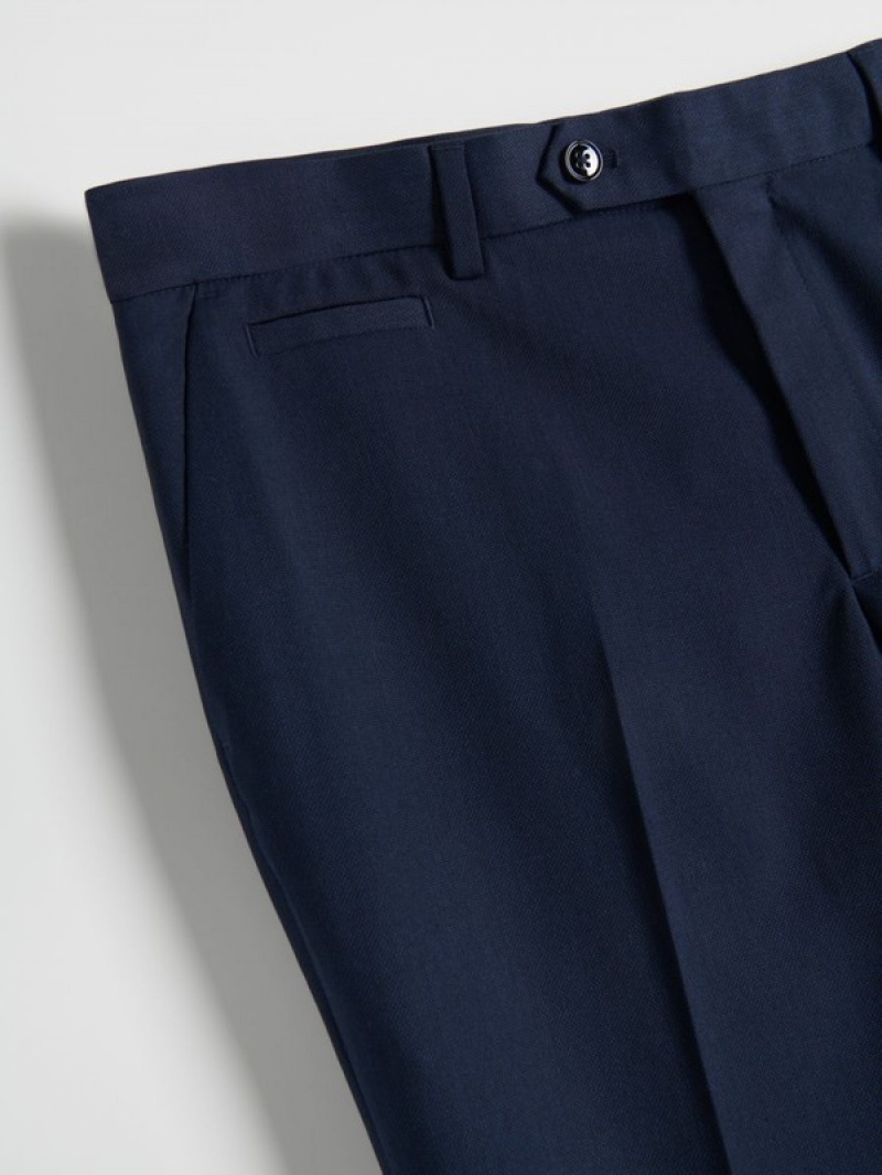 Navy Reserved Slim Fit Men's Trousers | TXHB-76834