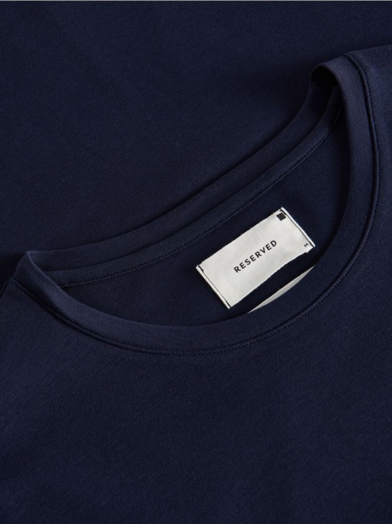 Navy Reserved Slim Fit Men's T-shirts | ISDE-13046