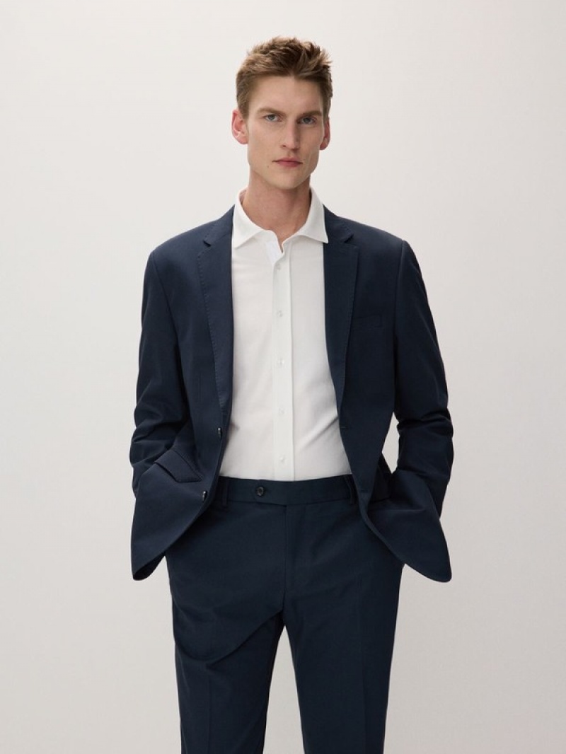 Navy Reserved Slimlyocell Blend Men's Suits | FQXZ-13507