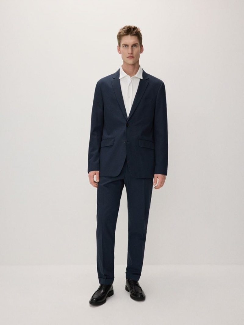 Navy Reserved Slimlyocell Blend Men's Suits | FQXZ-13507