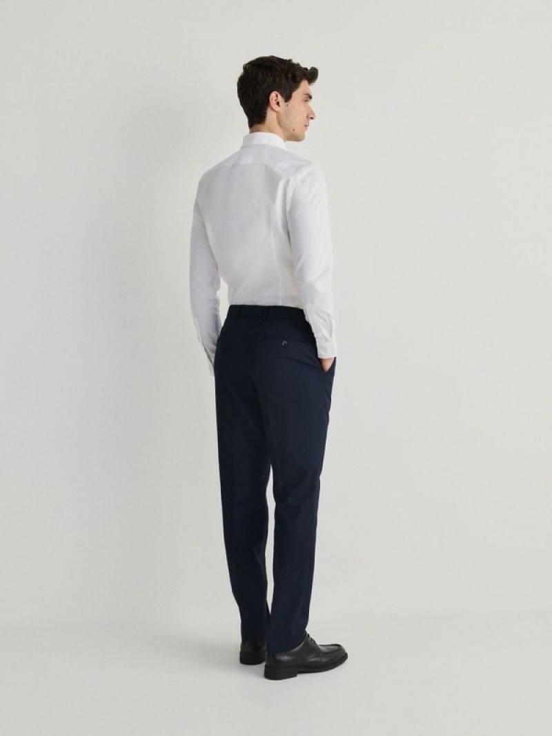 Navy Reserved Slimpressed Crease Men's Trousers | WUXV-50192