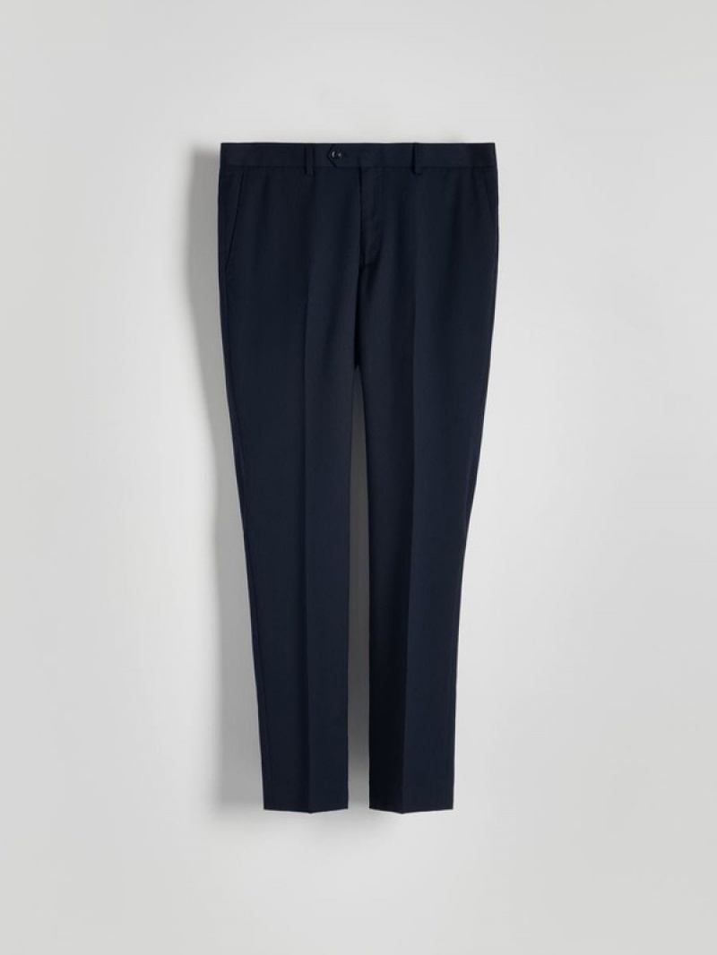 Navy Reserved Slimpressed Crease Men's Trousers | WUXV-50192