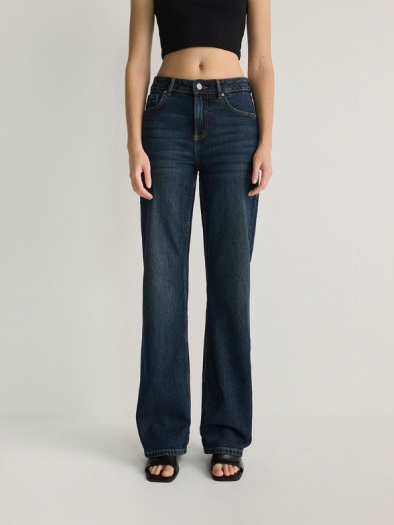 Navy Reserved Straight Women's Jeans | RHXW-61582