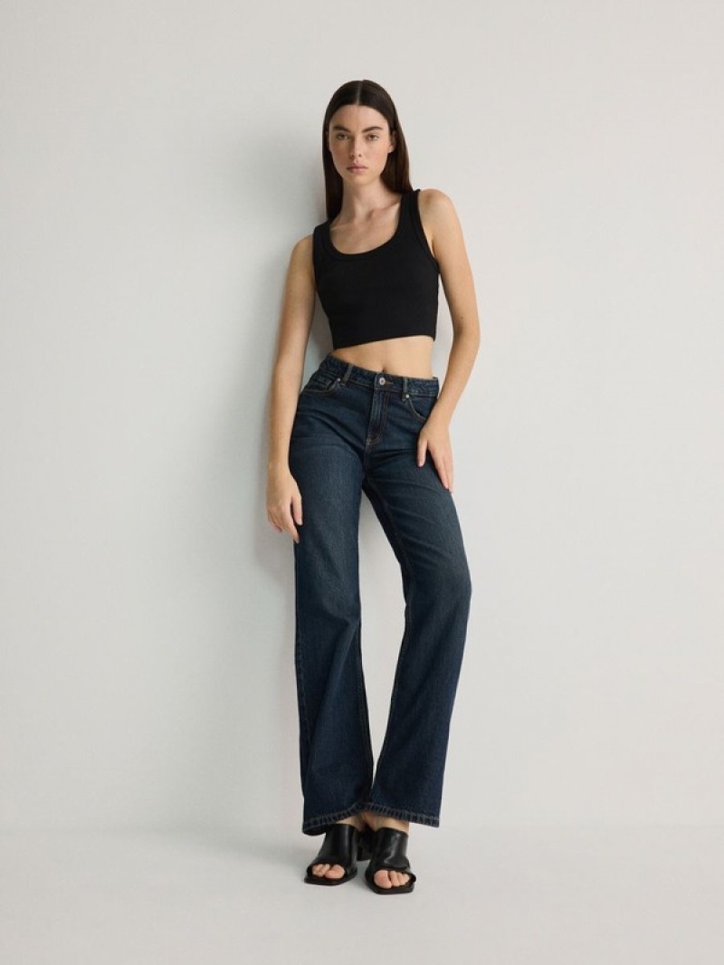 Navy Reserved Straight Women's Jeans | RHXW-61582