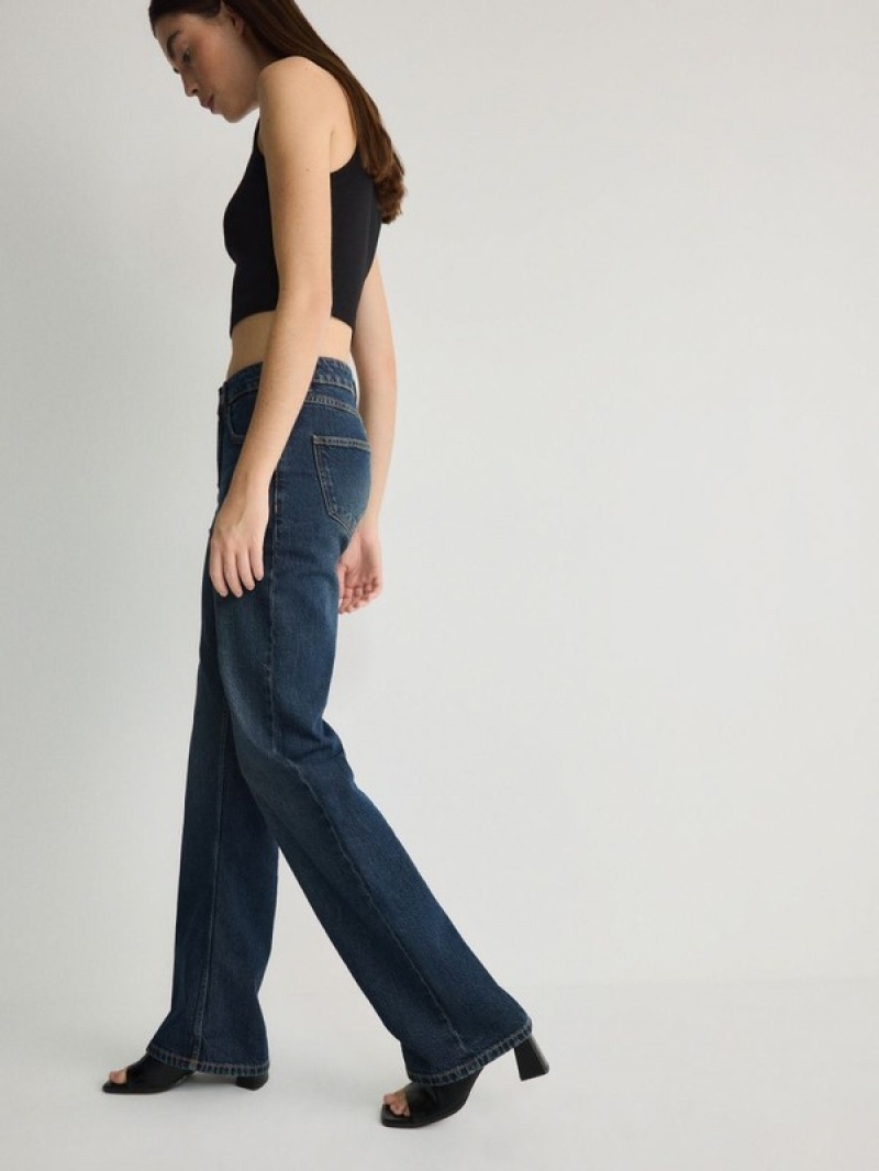 Navy Reserved Straight Women's Jeans | RHXW-61582