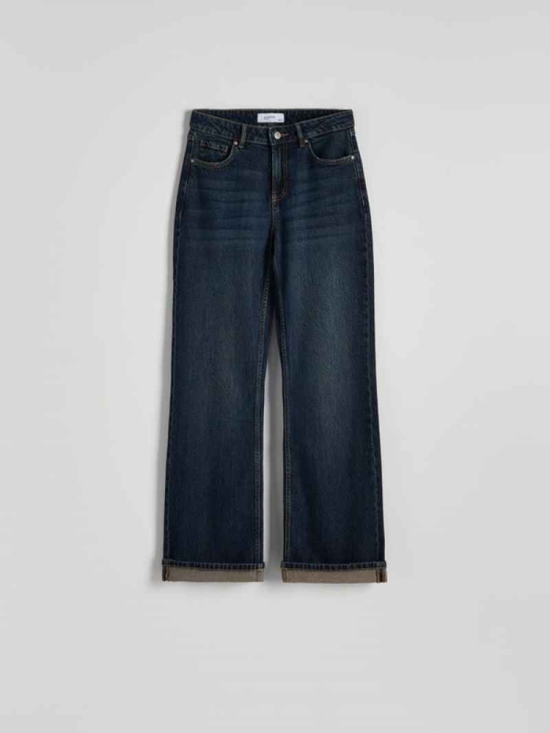 Navy Reserved Straight Women's Jeans | RHXW-61582