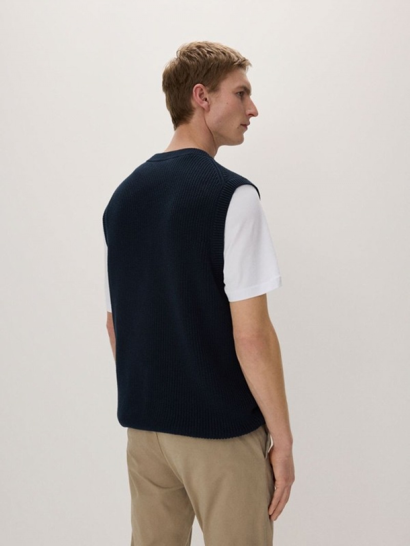 Navy Reserved Sweater Men's Vests | YHZL-75936