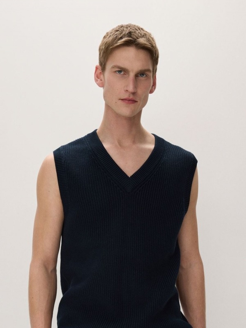 Navy Reserved Sweater Men's Vests | YHZL-75936