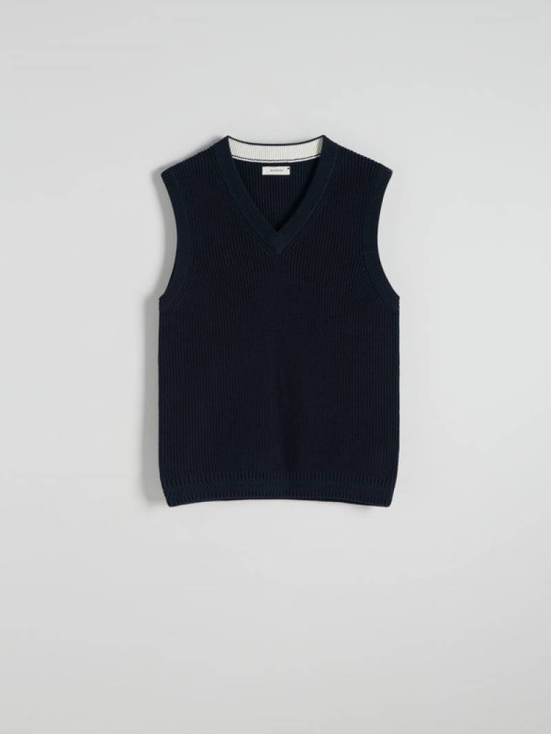 Navy Reserved Sweater Men's Vests | YHZL-75936