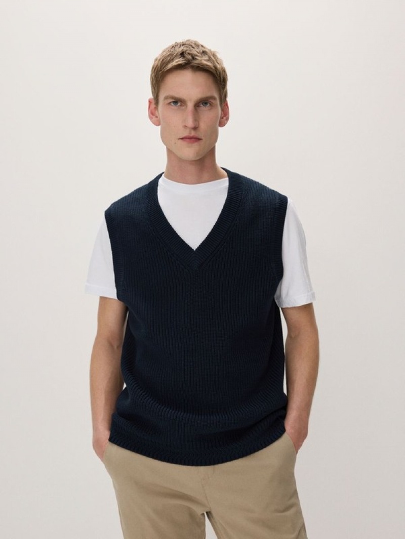 Navy Reserved Sweater Men\'s Vests | YHZL-75936