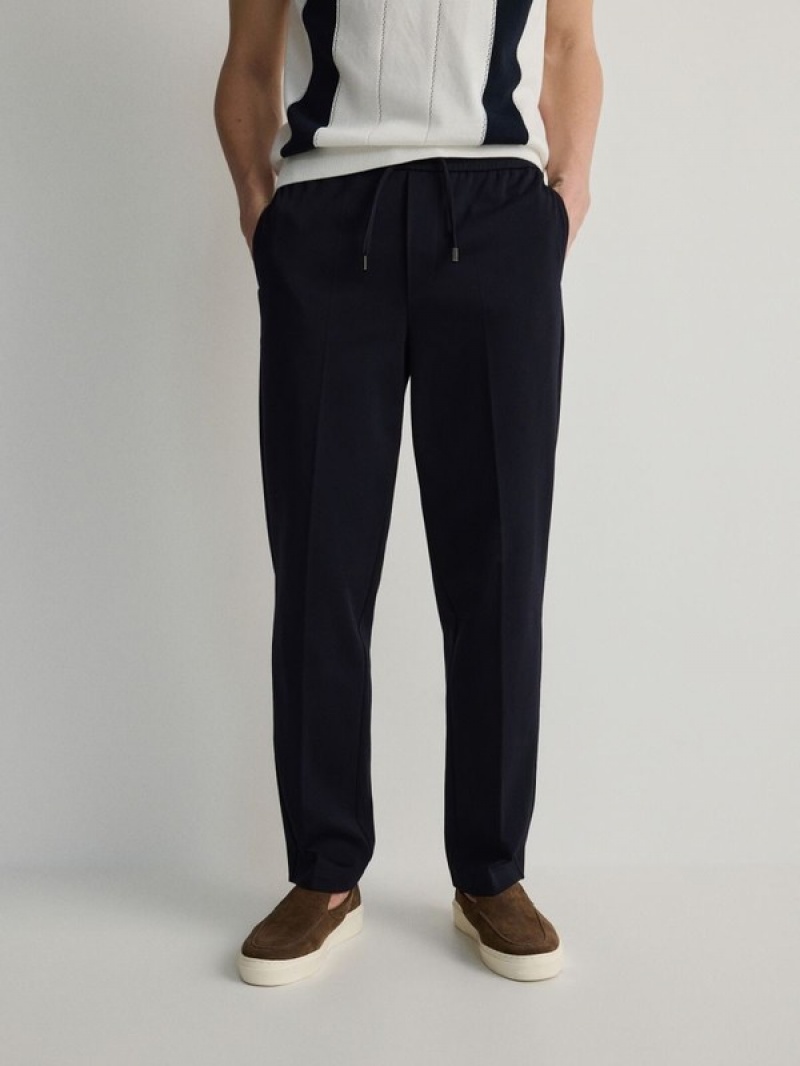 Navy Reserved Wide Leg Men's Trousers | ATJB-48397