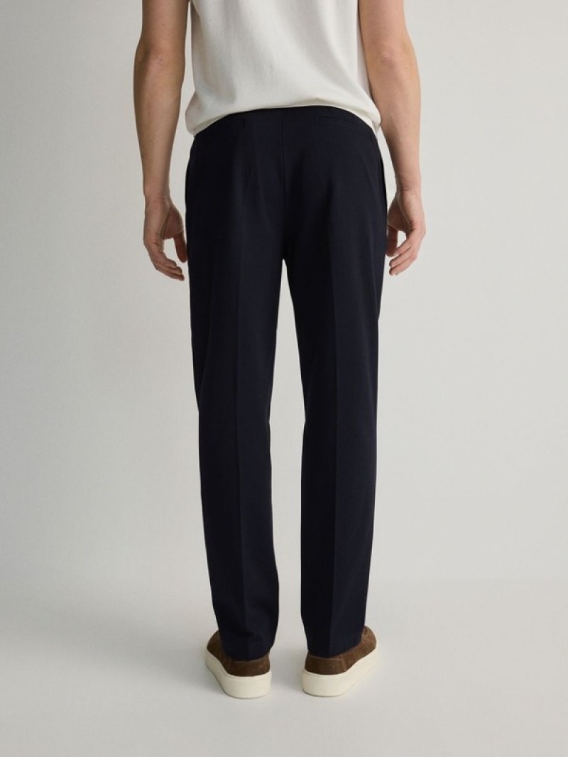 Navy Reserved Wide Leg Men's Trousers | ATJB-48397