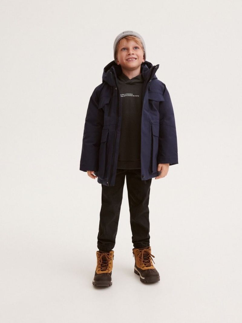 Navy Reserved Winterhood Boys' Jackets | BHDQ-35106