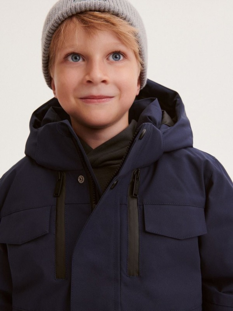 Navy Reserved Winterhood Boys' Jackets | BHDQ-35106