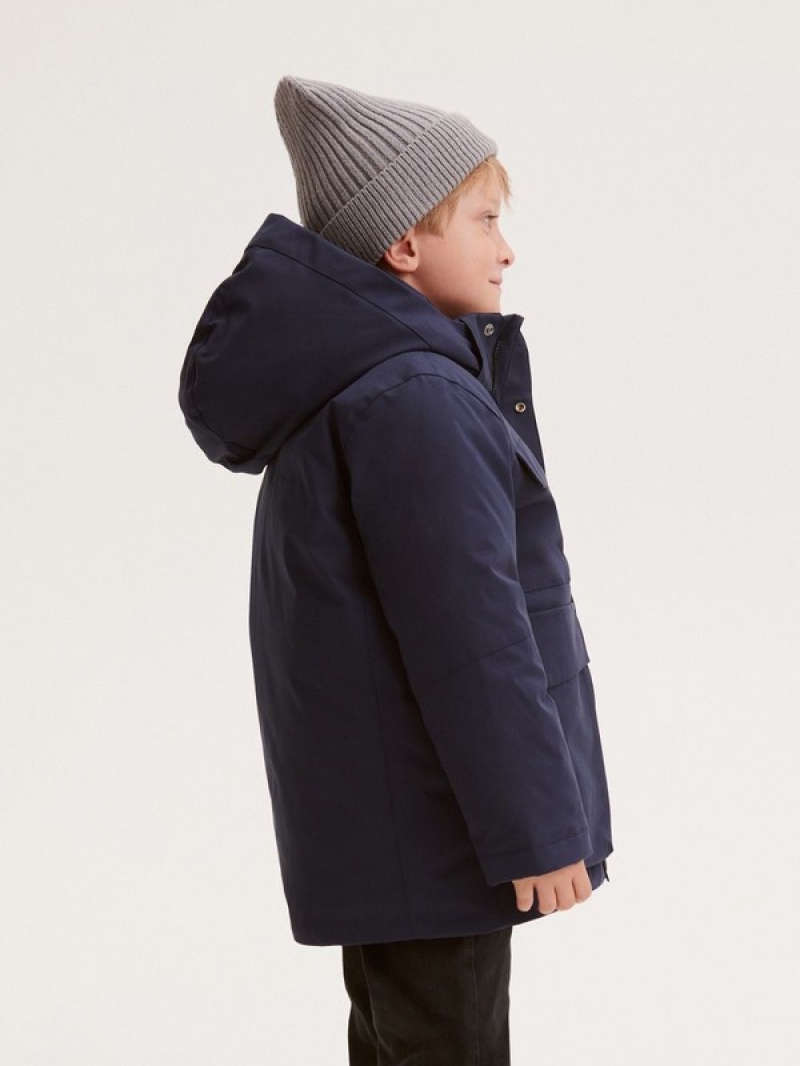 Navy Reserved Winterhood Boys' Jackets | BHDQ-35106