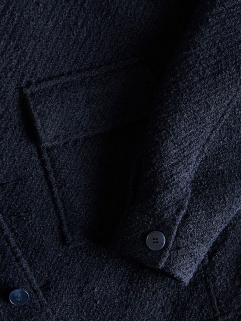 Navy Reserved Wool Blend Men's Jackets | CTMB-73901