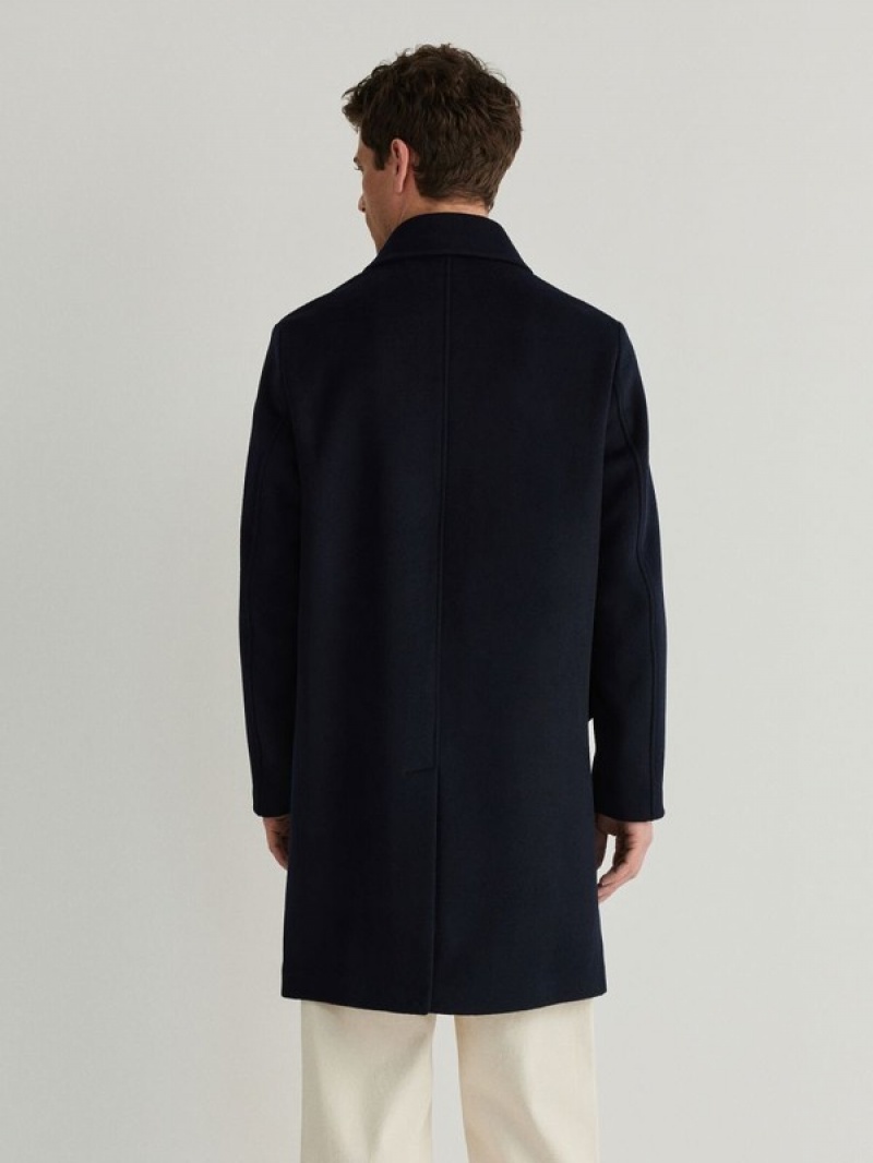 Navy Reserved Wool Men's Coats | XWGT-96573