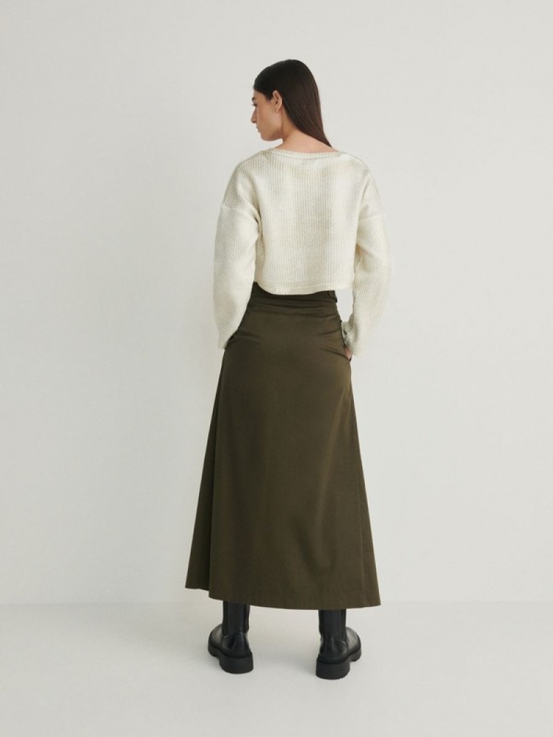 Olive Reserved Adjustable Waist Women's Skirts | CTRV-19704