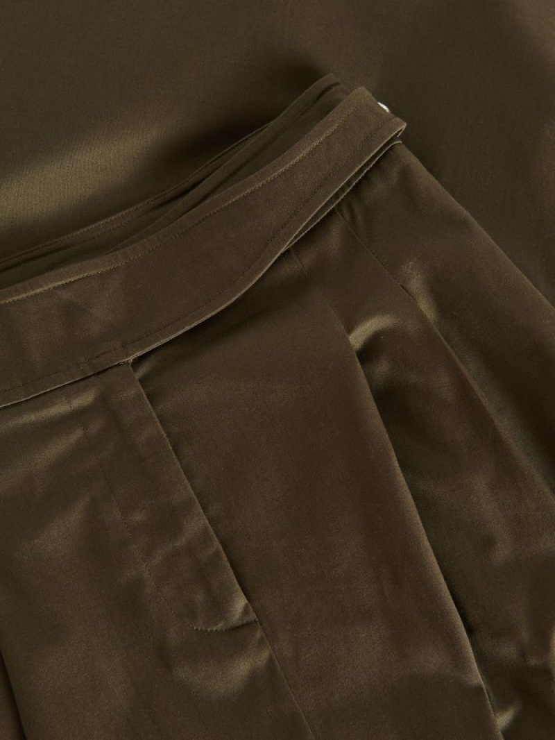 Olive Reserved Adjustable Waist Women's Skirts | CTRV-19704