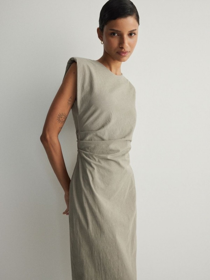 Olive Reserved Draping Women's Dress | IQWU-89640