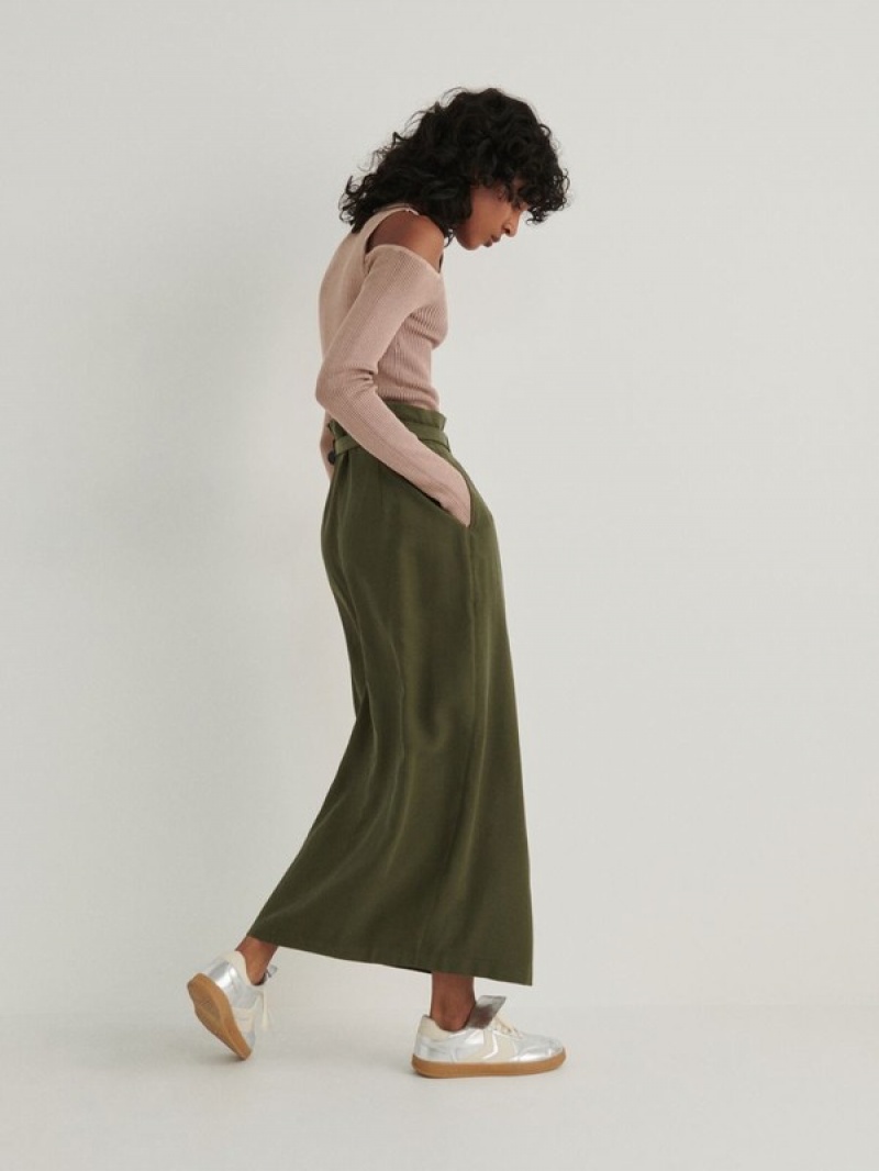 Olive Reserved Midi With Women's Skirts | YZGF-05681