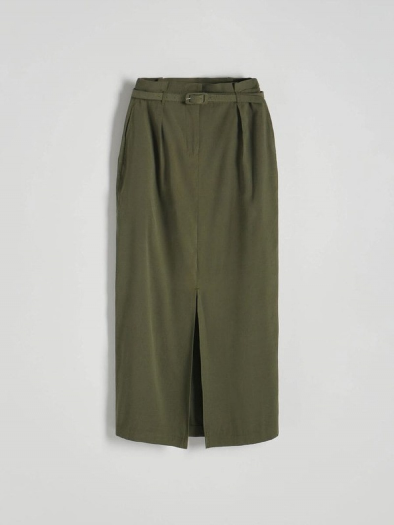 Olive Reserved Midi With Women's Skirts | YZGF-05681