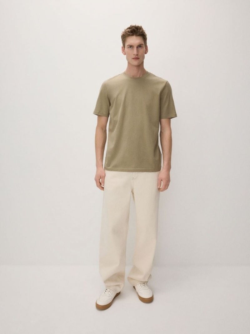 Olive Reserved Regular Fit Cotton Men's T-shirts | RLVE-25730