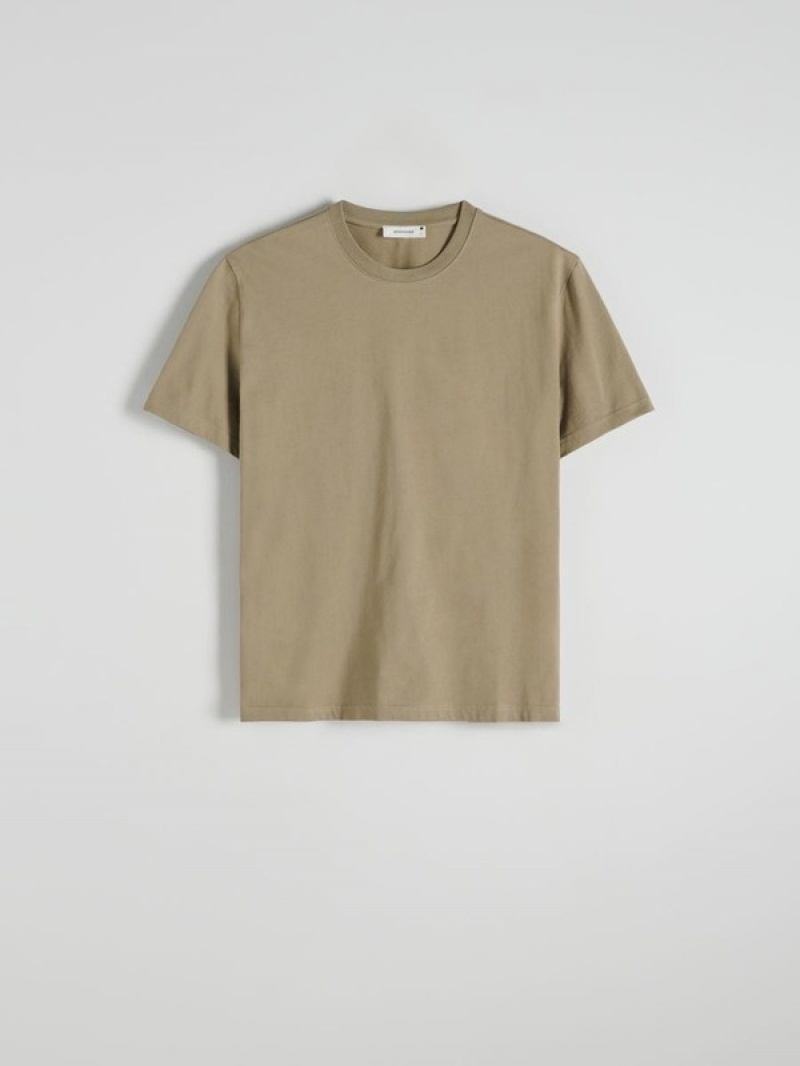 Olive Reserved Regular Fit Cotton Men's T-shirts | RLVE-25730