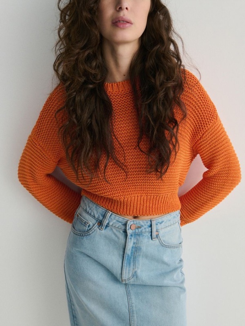 Orange Reserved Structural Knit Women's Sweaters | PXCQ-79403