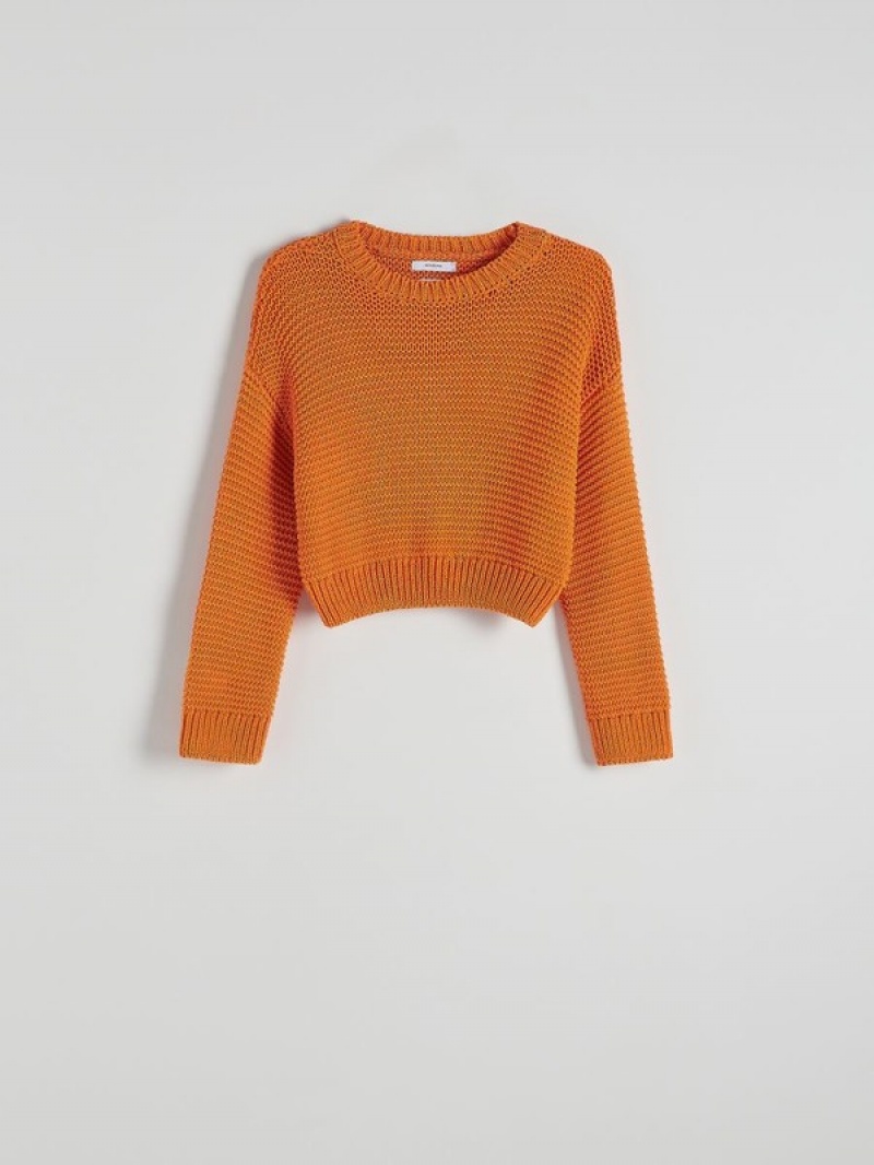 Orange Reserved Structural Knit Women's Sweaters | PXCQ-79403