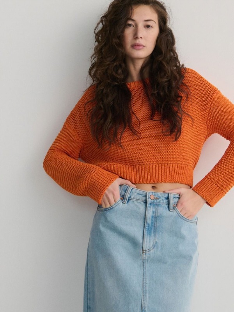 Orange Reserved Structural Knit Women's Sweaters | PXCQ-79403