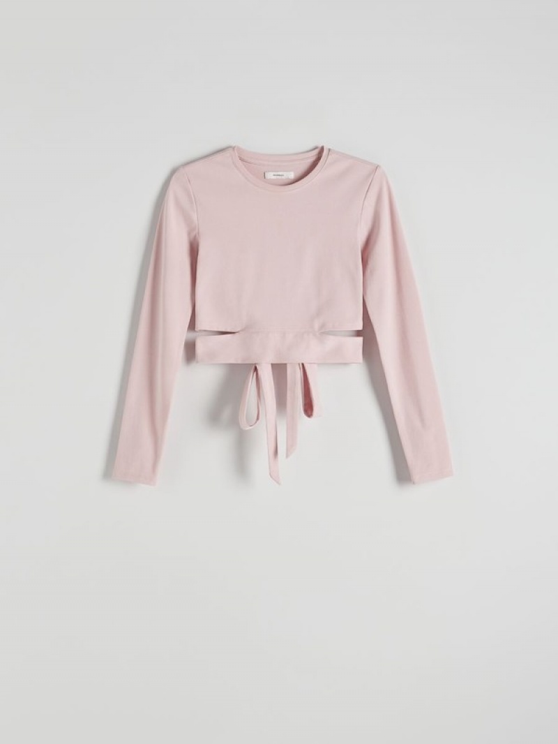 Pink Reserved Blouse Tied At The Waist Women's Shirts | PAWH-92538