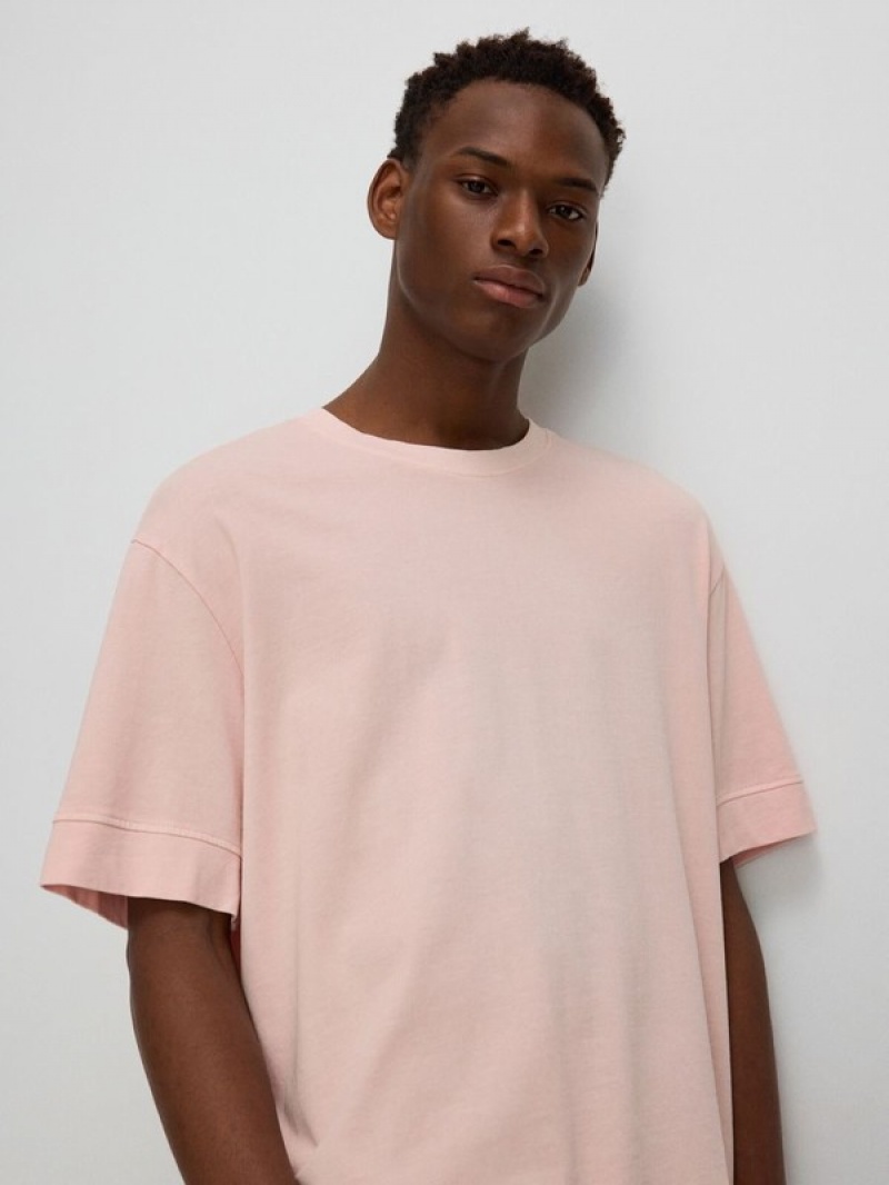 Pink Reserved Boxy Men's T-shirts | CVDB-50693