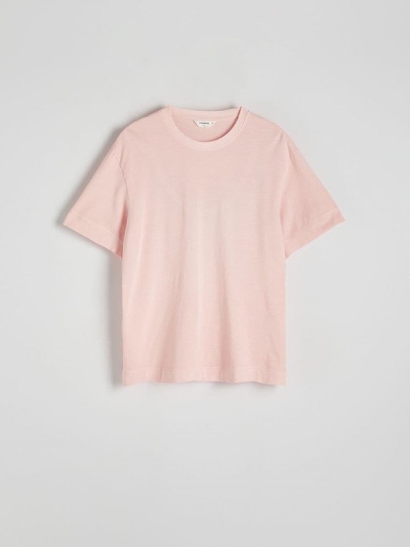 Pink Reserved Boxy Men's T-shirts | CVDB-50693