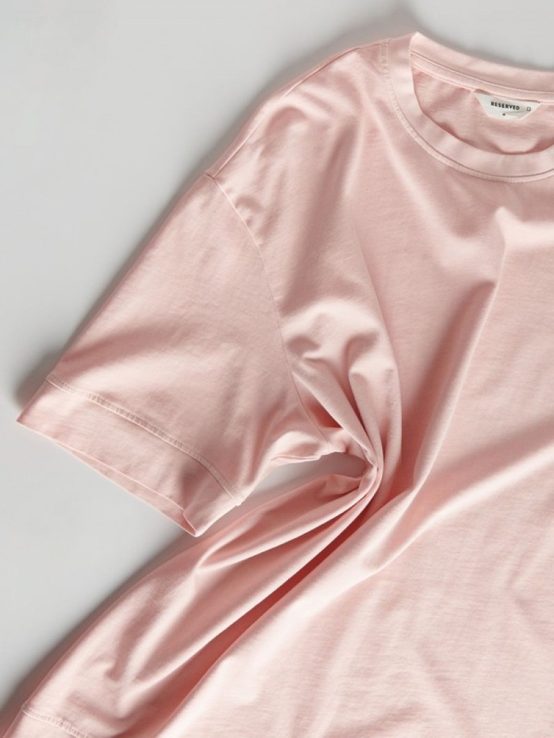 Pink Reserved Boxy Men's T-shirts | CVDB-50693