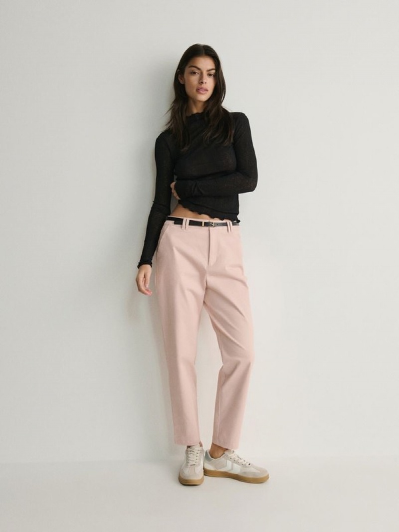 Pink Reserved Chino With Women\'s Trousers | GRZV-64790