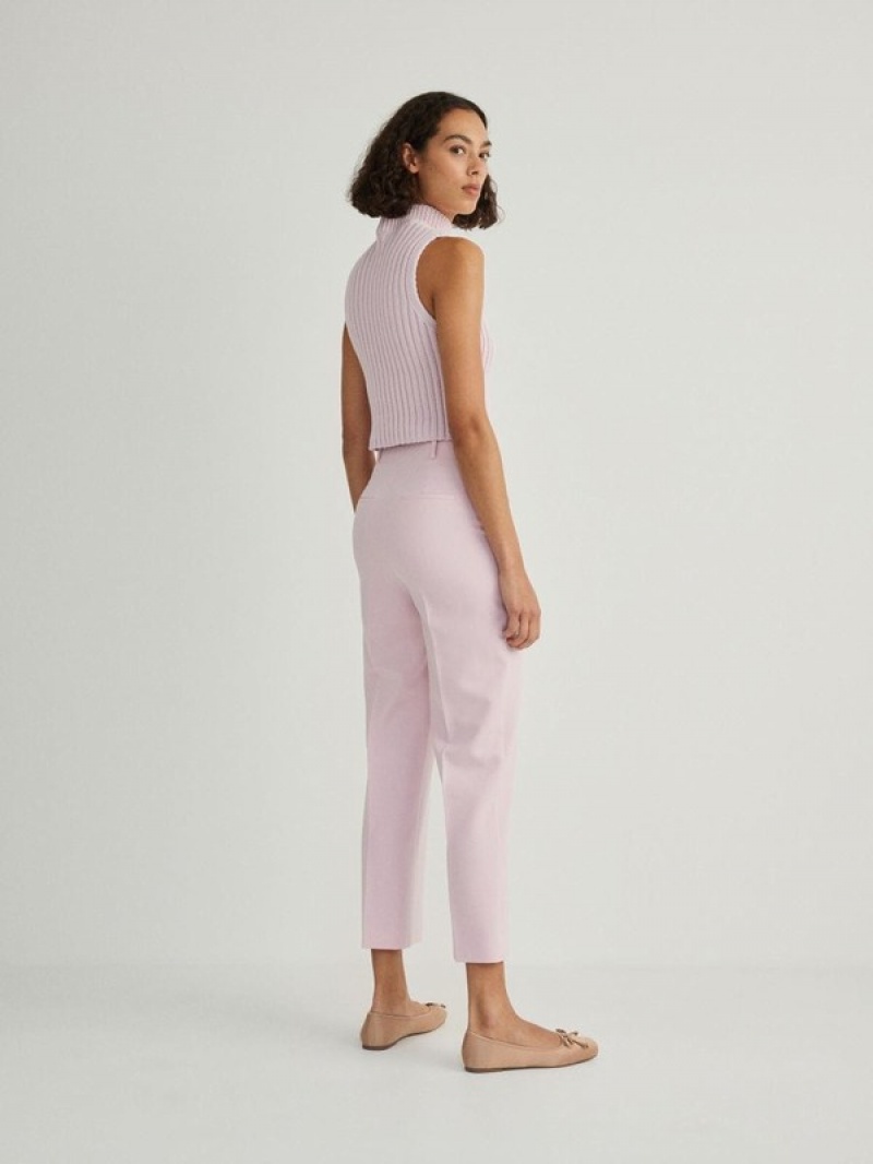 Pink Reserved Cigaretteviscose Blend Women's Trousers | LSCE-93267