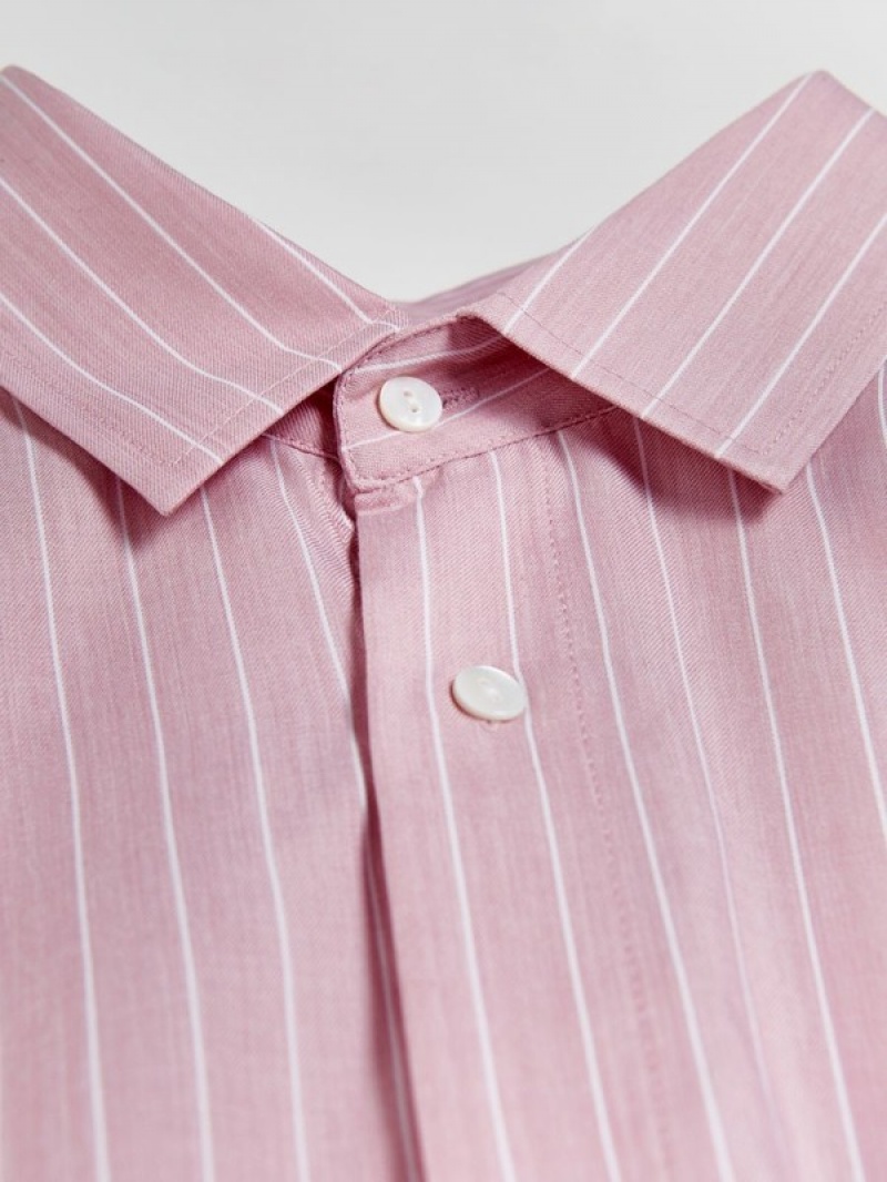 Pink Reserved Comfort Fit Stripe Men's Shirts | HIDF-52064