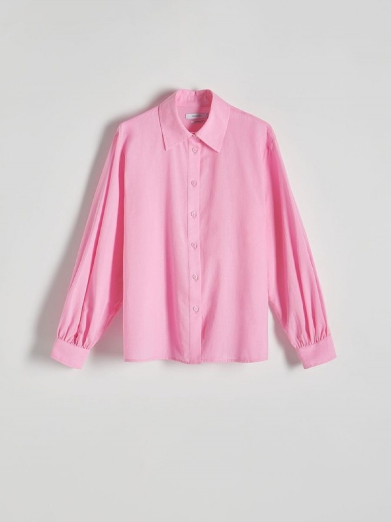 Pink Reserved Cotton Women's Shirts | YSUC-91874