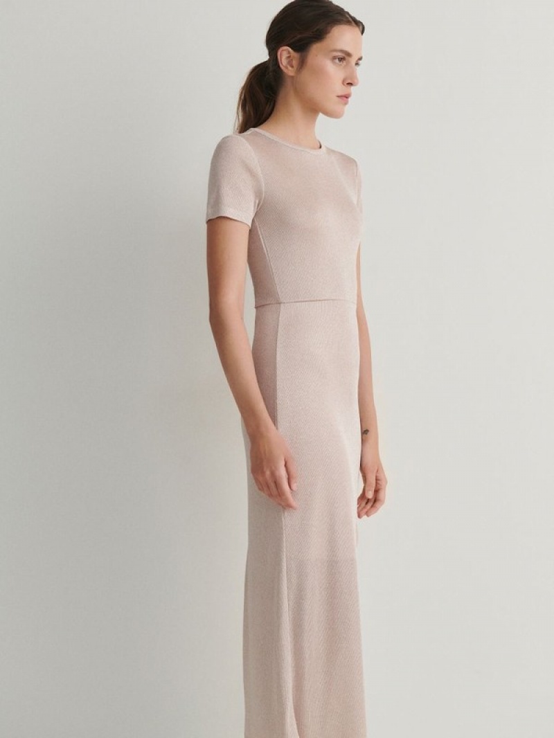 Pink Reserved Midi Women's Dress | JBRE-85234