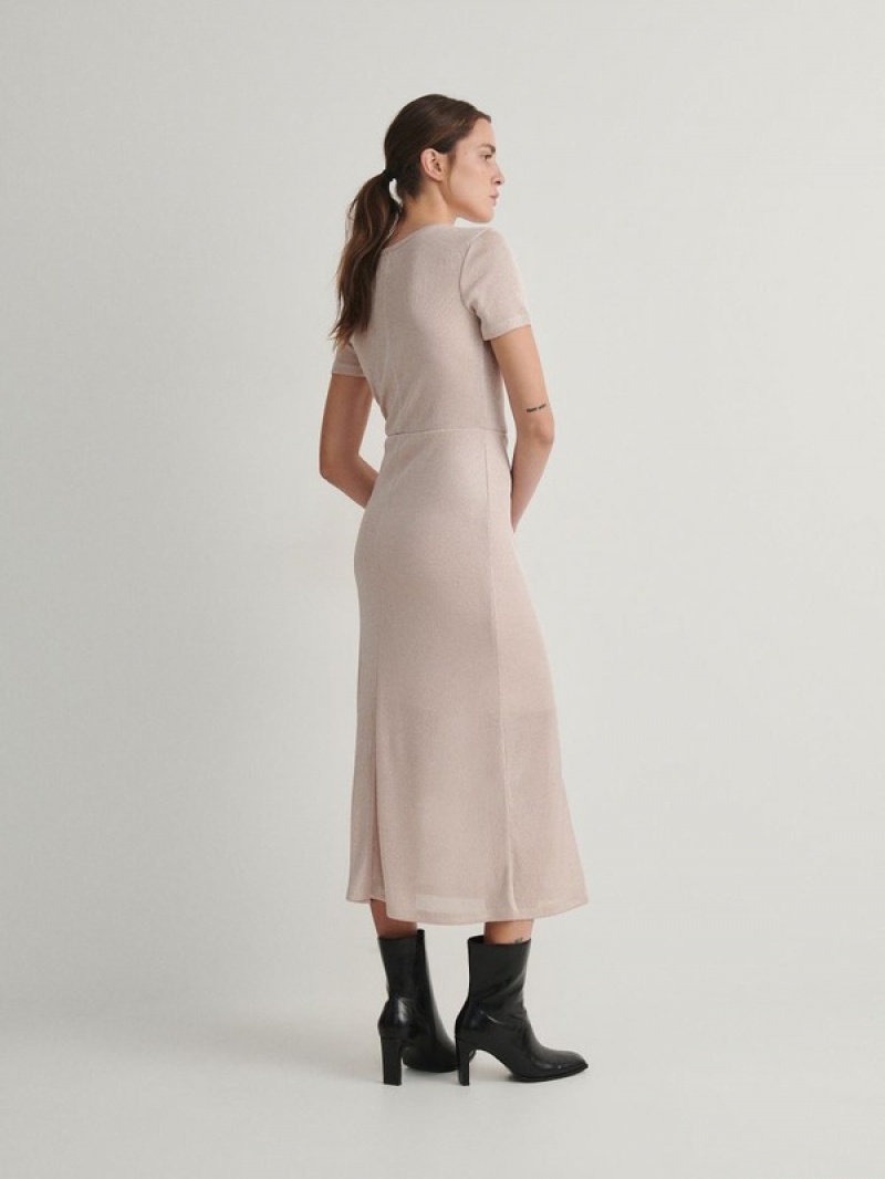 Pink Reserved Midi Women's Dress | JBRE-85234