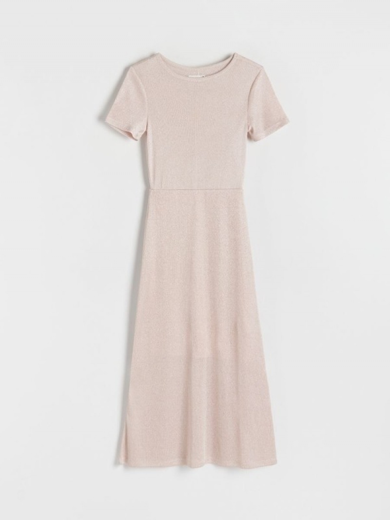 Pink Reserved Midi Women's Dress | JBRE-85234