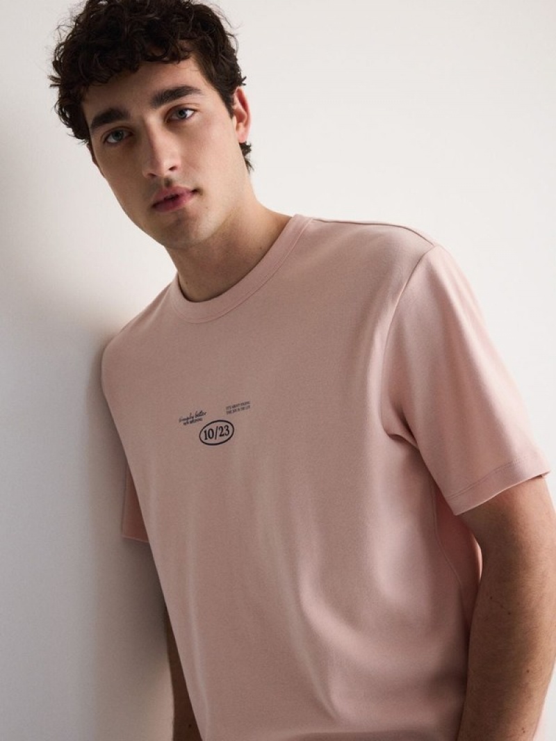 Pink Reserved Oversized T-print Men's T-shirts | MLXR-19867