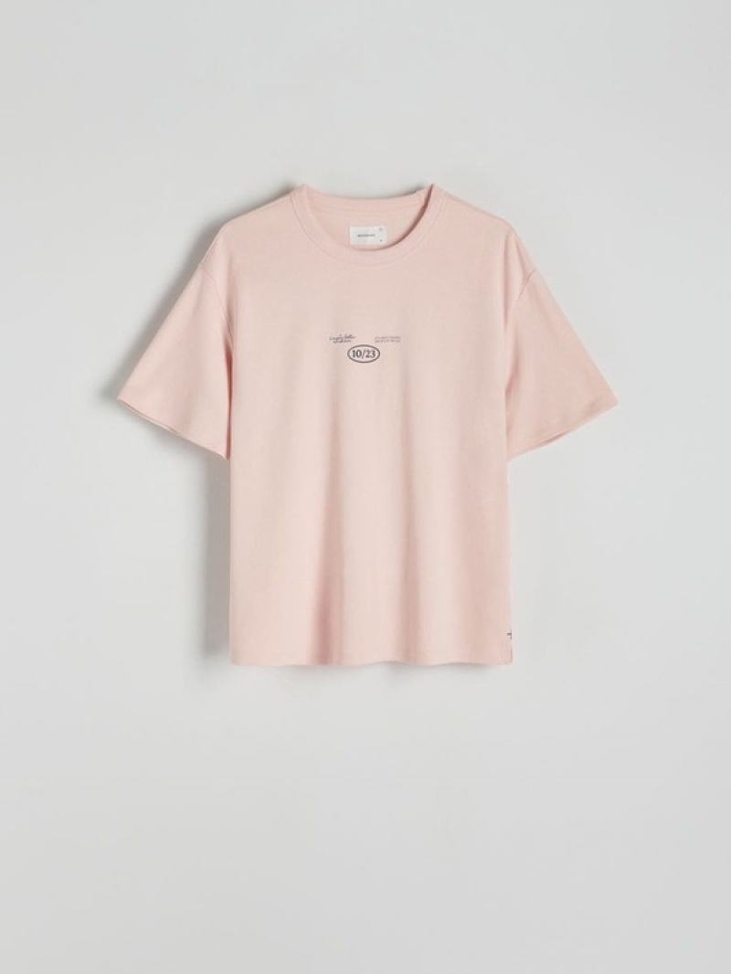 Pink Reserved Oversized T-print Men's T-shirts | MLXR-19867